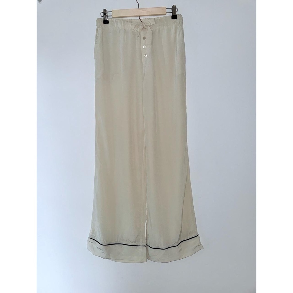 Equipment 100% silk Lounge Pants Beige Wide Leg Pajama size small EUC